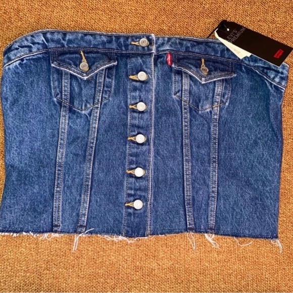 Women’s Levi’s Premium Blue Denim Lace Up Corset - Picture 3 of 4